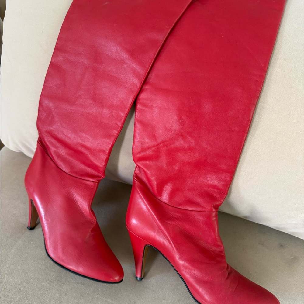 Vera Cupid Red High-Heel Knee Boots - Genuine leather made in italy